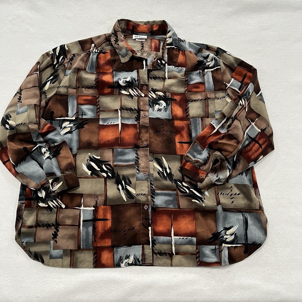 Vintage All Hours XL Mens Long Sleeve Button Shirt Abstract Art Disco
